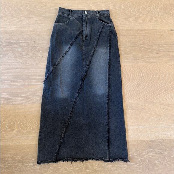 Pretty Damage Dresses & Skirts - Pretty Damage Midi Skirt Distressed Faded Size S Black